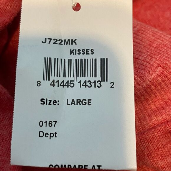 Project Social T Dolman Sleeve Sweatshirt Kisses Red Fleece Pull-Over L - Picture 6 of 7